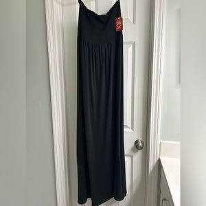 Strapless smocked maxi dress.